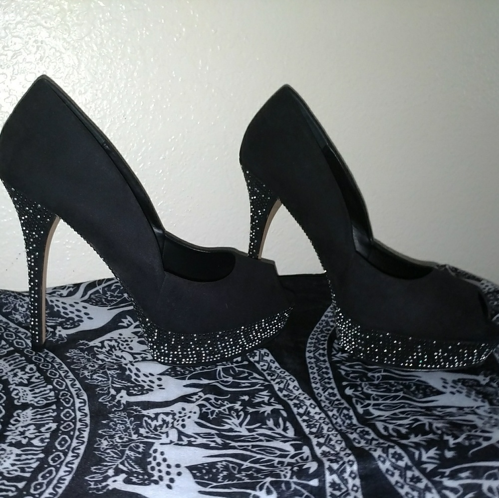 Aldo Black Suede Peek Toe 4" Pumps, Women's Sz 9